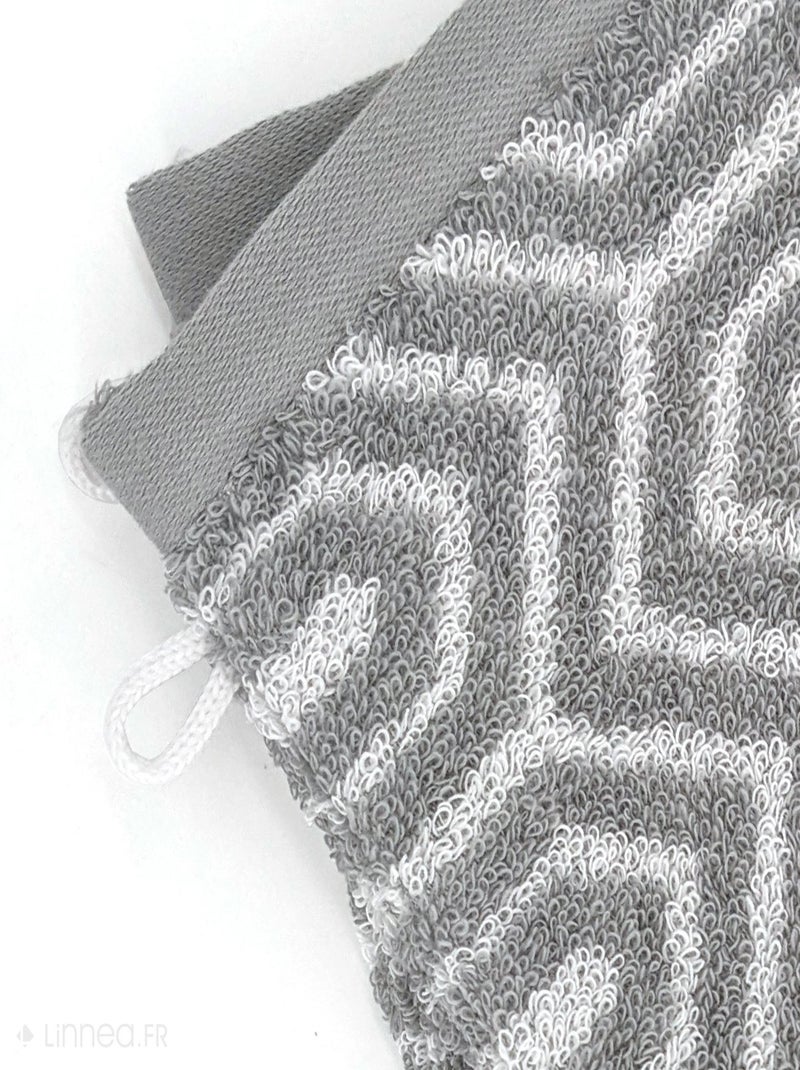 Lot de 2 gants de toilette SYMETRIE coton Alvéoles Gris - Kiabi