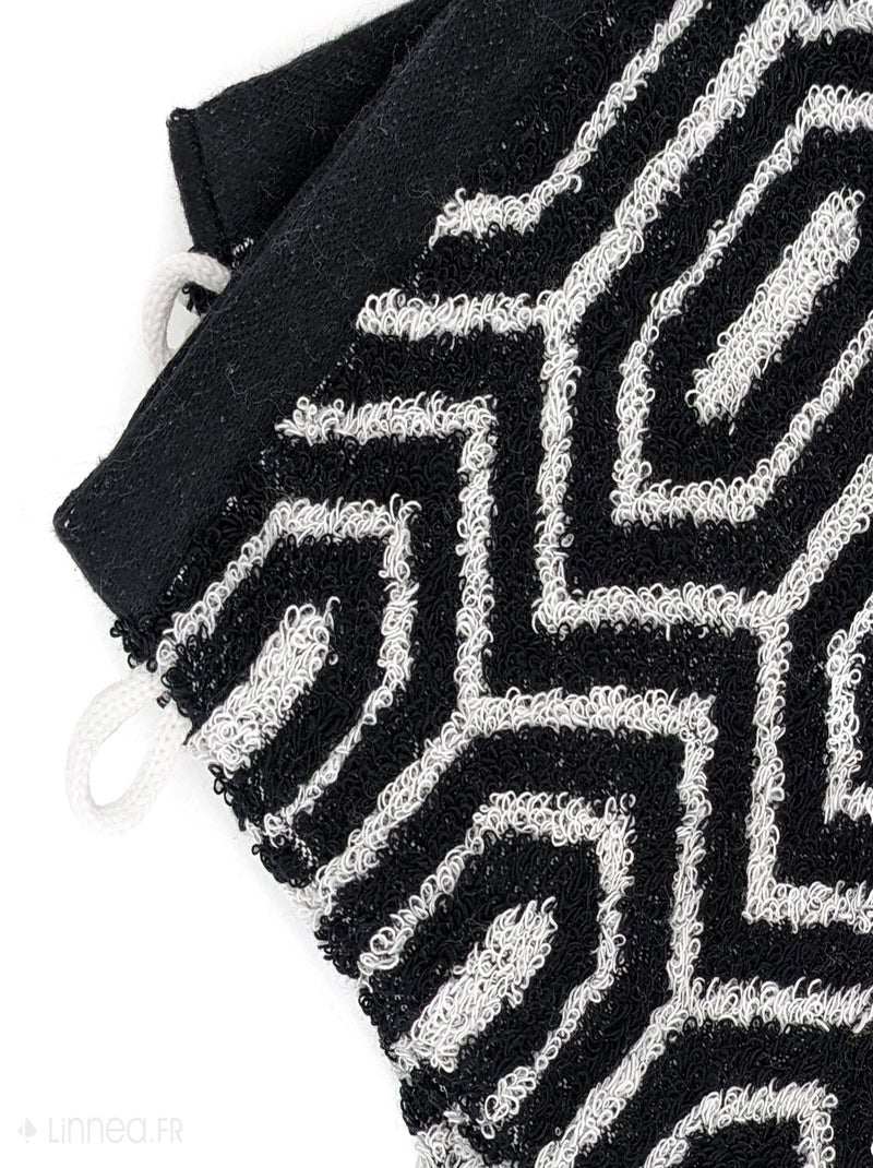 Lot de 2 gants de toilette SYMETRIE coton Alvéoles Noir Noir - Kiabi