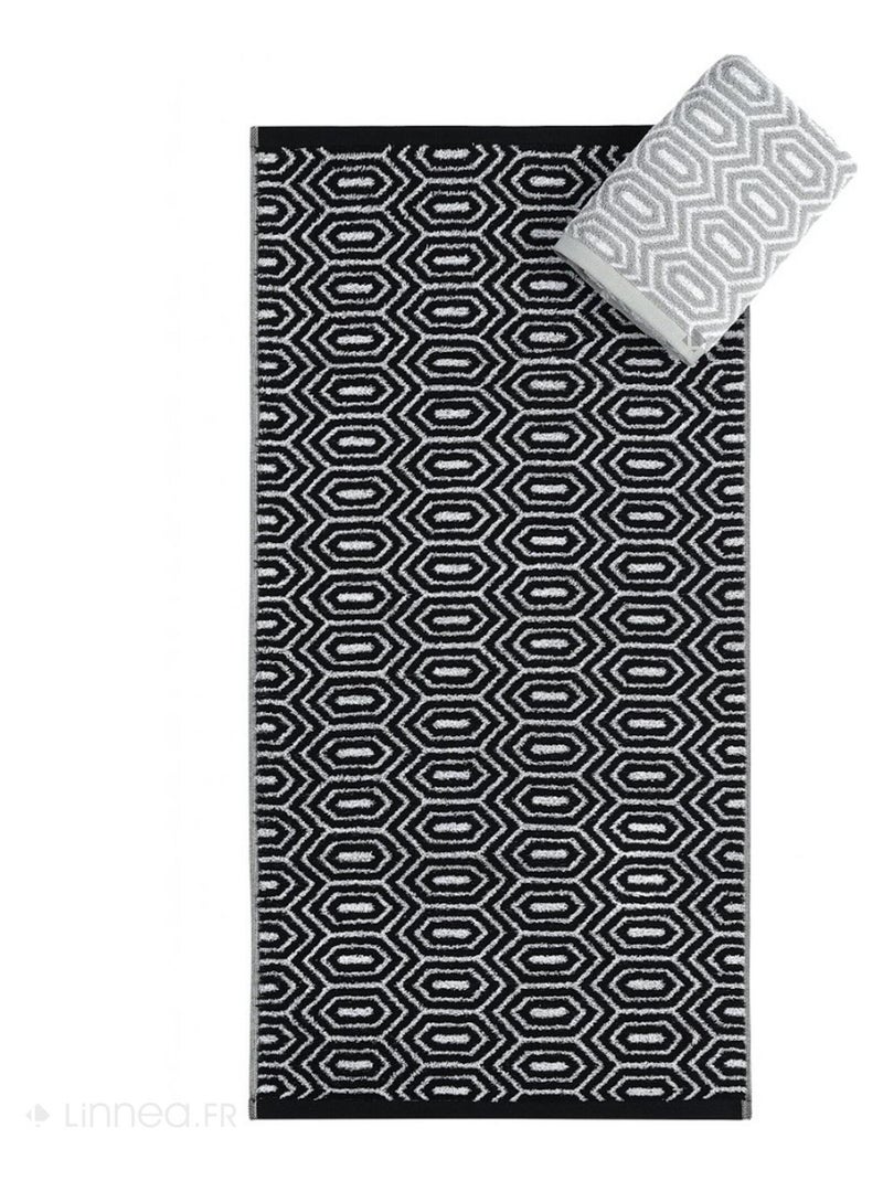 Lot de 2 gants de toilette SYMETRIE coton Alvéoles Noir Noir - Kiabi