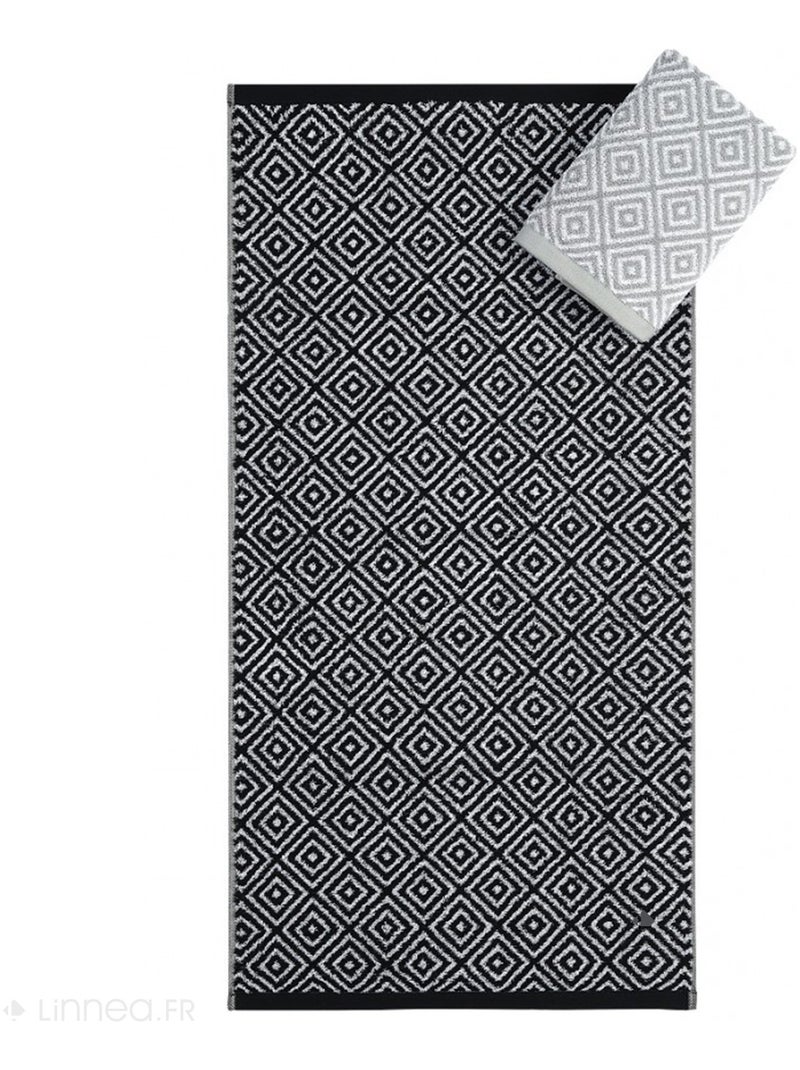 Lot de 2 gants de toilette SYMETRIE coton Losanges Gris - Kiabi