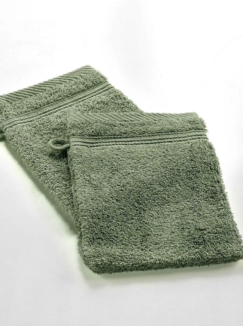 Lot de 2 gants de toilette Tendresse Kaki - Kiabi