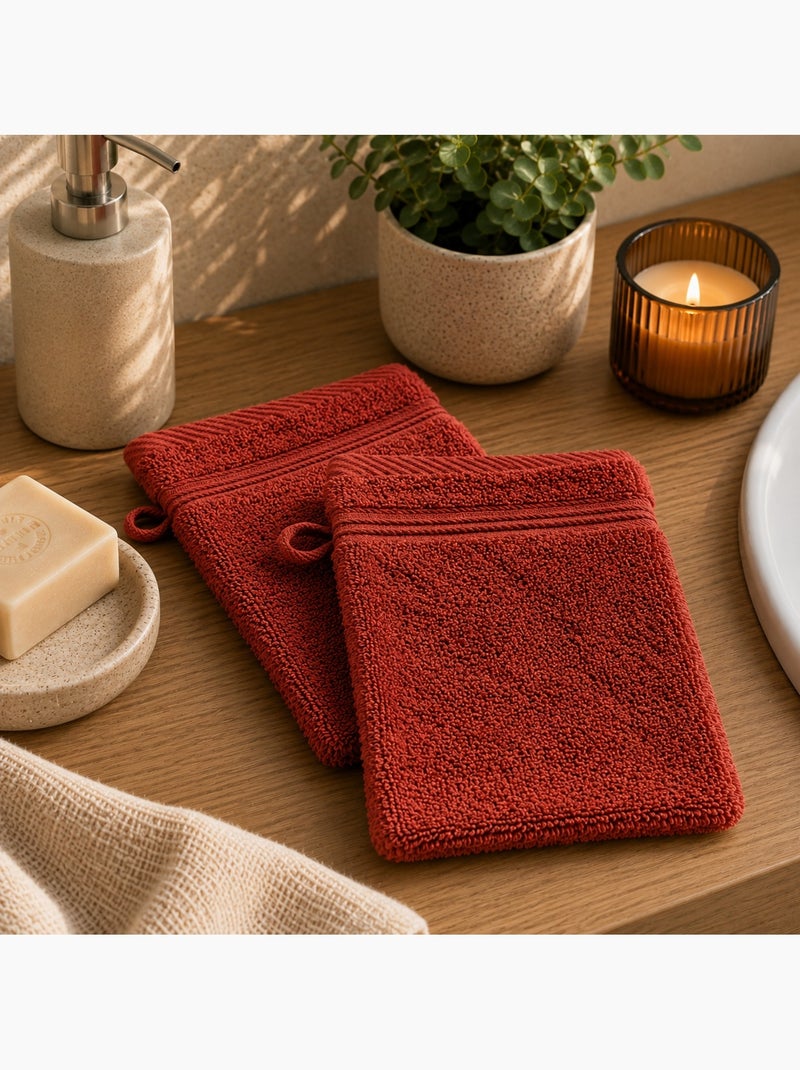 Lot de 2 gants de toilette Tendresse Rouge clair - Kiabi
