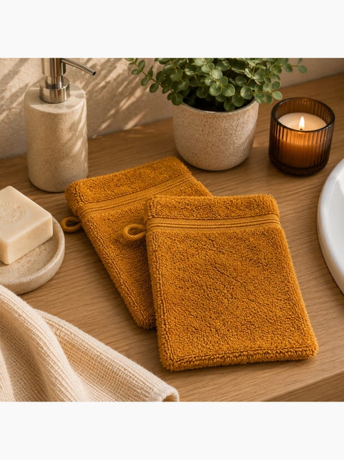 Lot de 2 Gants de toilette Tendresse uni en coton - Kiabi Lot de 2 Gants de toilette Tendresse uni en coton - Kiabi