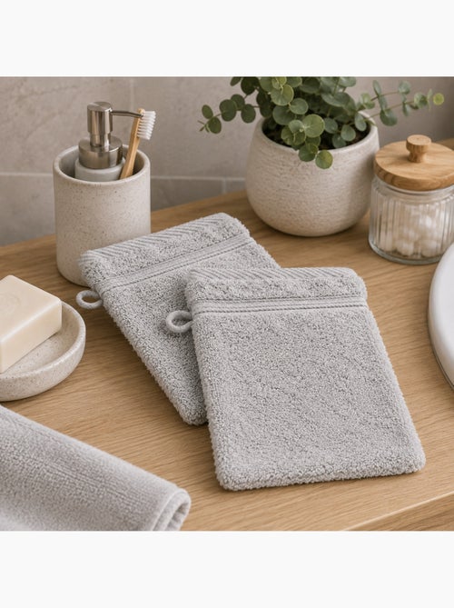 Lot de 2 Gants de toilette Tendresse uni en coton - Kiabi