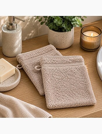Lot de 2 Gants de toilette Tendresse uni en coton