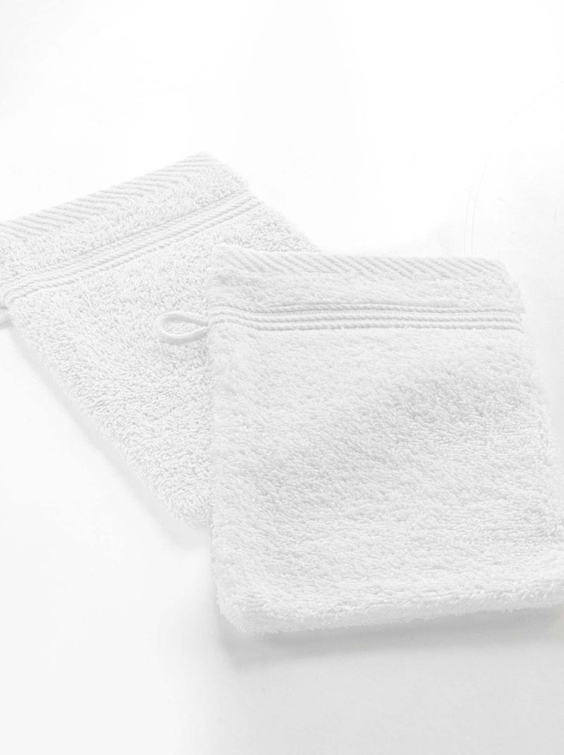 Lot de 2 Gants de Toilette Uni Tendresse – 15 x 21 cm – 500gr/m² Blanc - Kiabi