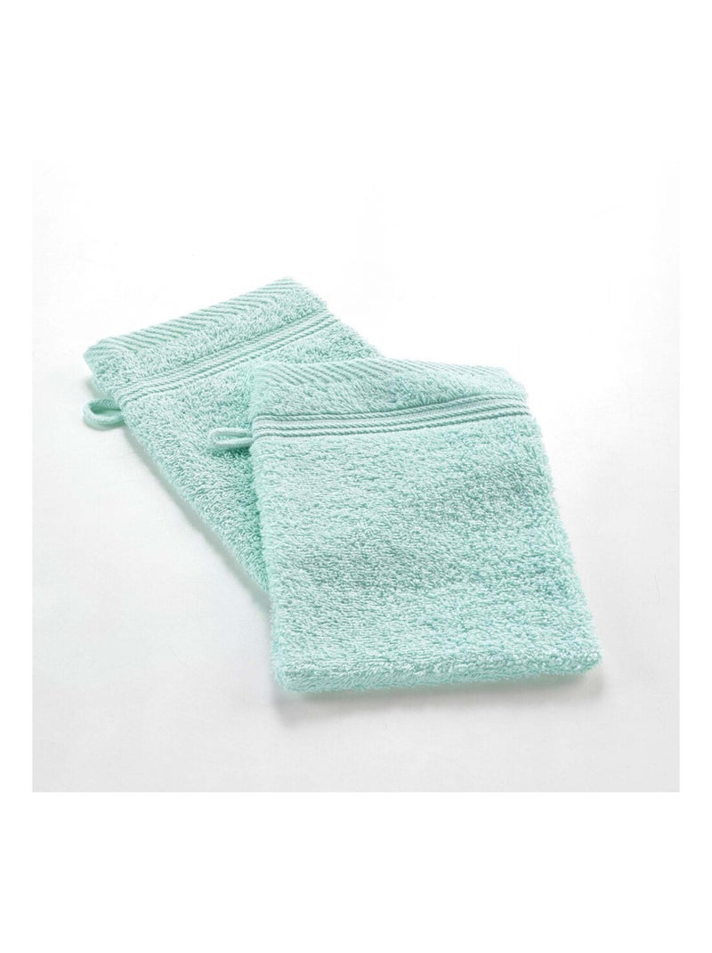 Lot de 2 Gants de Toilette Uni Tendresse – 15 x 21 cm – 500gr/m² Bleu céladon - Kiabi