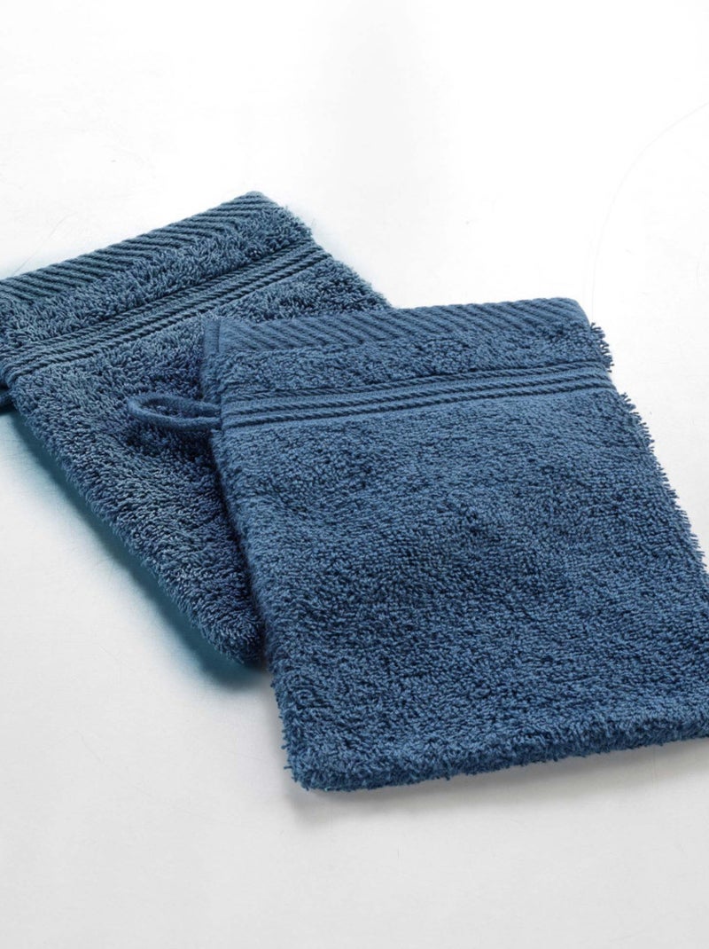 Lot de 2 Gants de Toilette Uni Tendresse – 15 x 21 cm – 500gr/m² Bleu marine - Kiabi