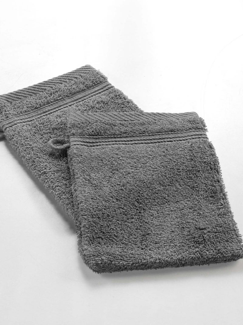 Lot de 2 Gants de Toilette Uni Tendresse – 15 x 21 cm – 500gr/m² gris anthracite - Kiabi