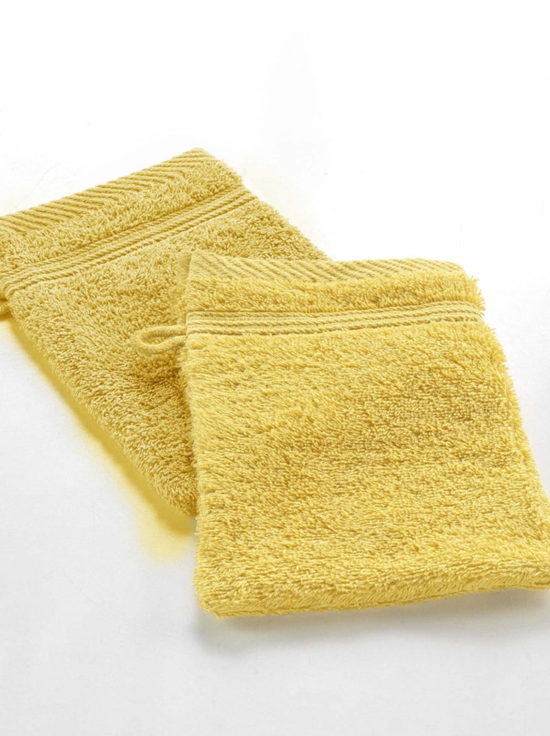 Lot de 2 Gants de Toilette Uni Tendresse – 15 x 21 cm – 500gr/m² Jaune - Kiabi