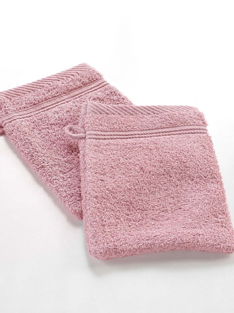 Lot de 2 Gants de Toilette Uni Tendresse – 15 x 21 cm – 500gr/m² Rose - Kiabi