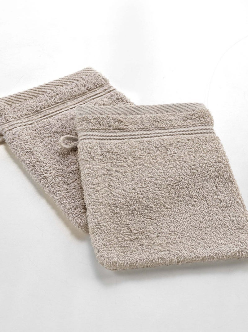 Lot de 2 Gants de Toilette Uni Tendresse – 15 x 21 cm – 500gr/m² Taupe - Kiabi
