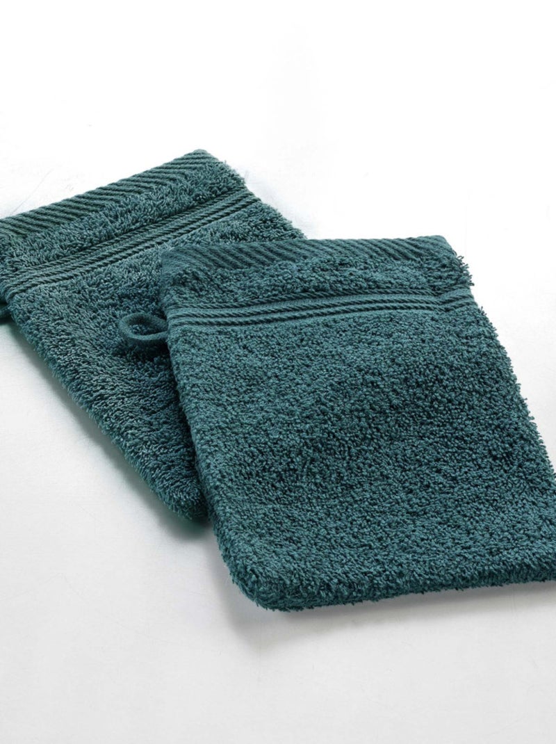 Lot de 2 Gants de Toilette Uni Tendresse – 15 x 21 cm – 500gr/m² Vert émeraude - Kiabi
