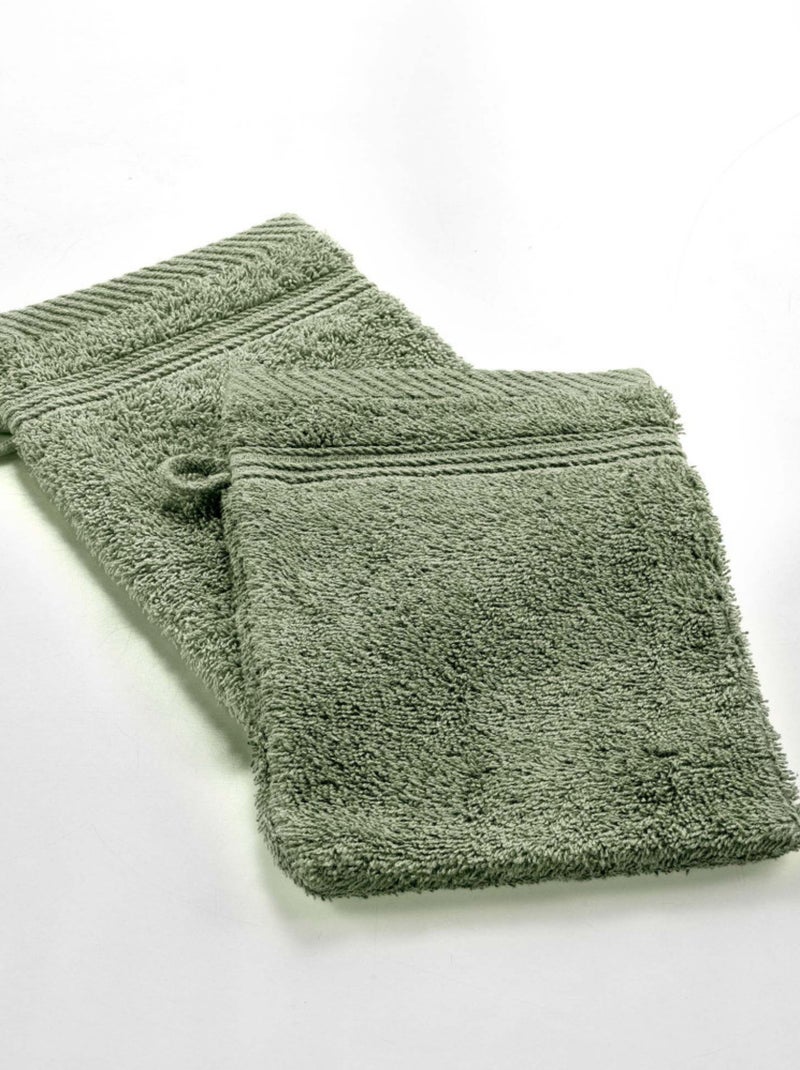 Lot de 2 Gants de Toilette Uni Tendresse – 15 x 21 cm – 500gr/m² Vert kaki - Kiabi