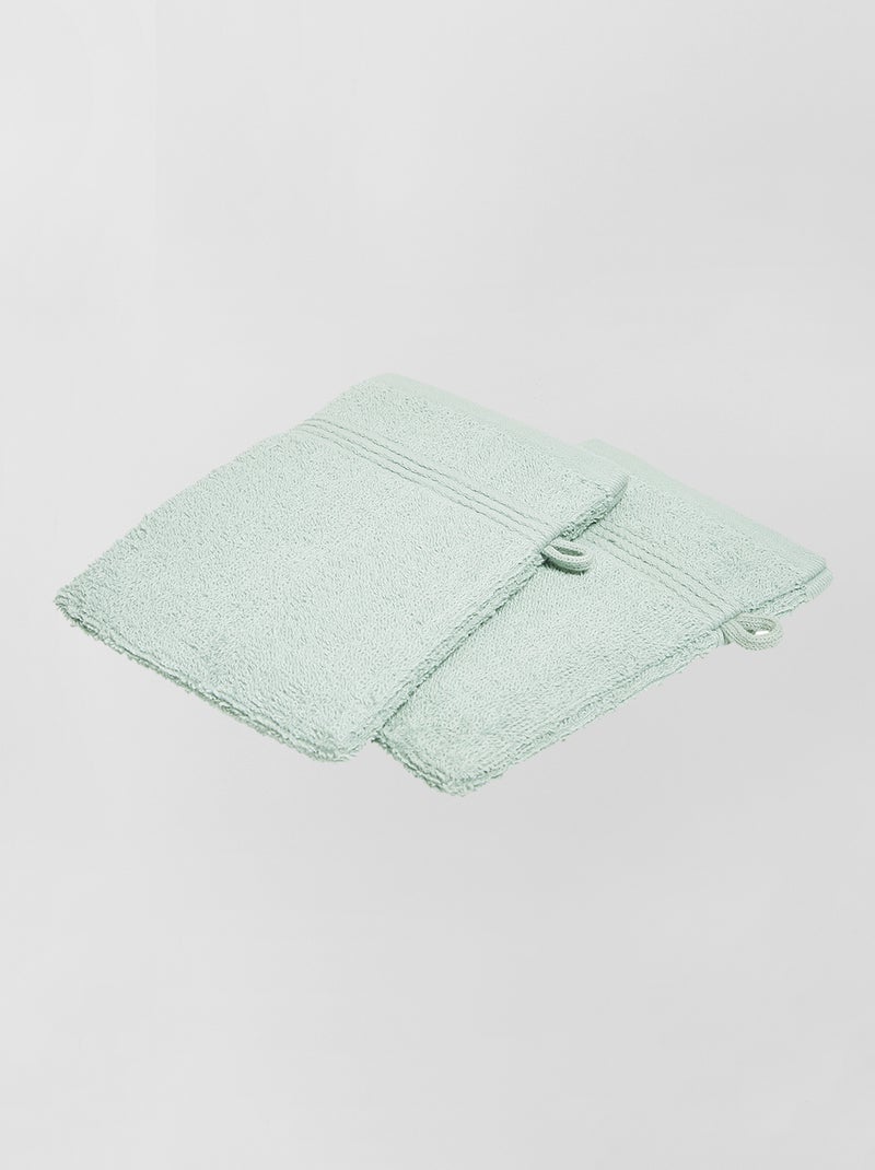 Lot de 2 gants de toilette vert - Kiabi