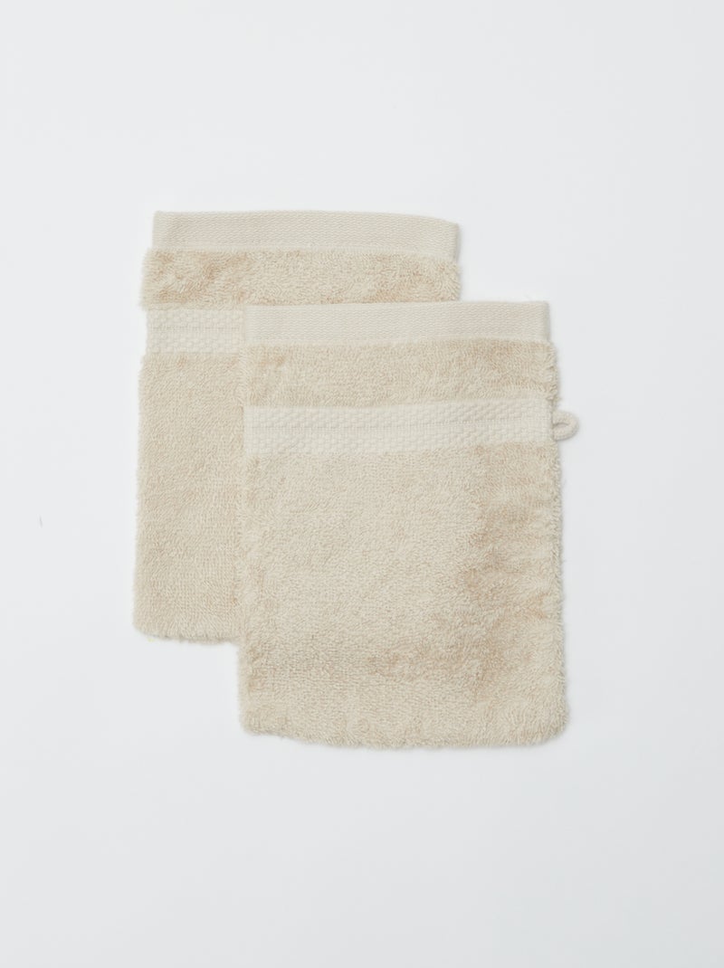 Lot de 2 gants de toilettes - Kiabi Home Beige - Kiabi