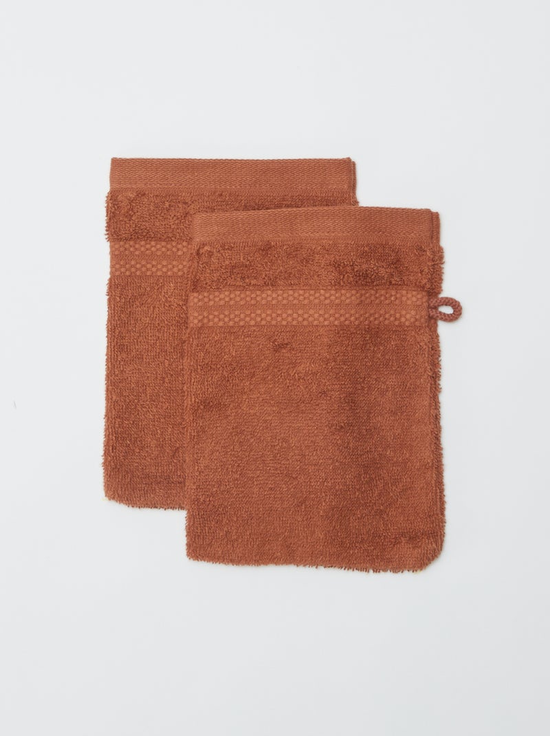 Lot de 2 gants de toilettes - Kiabi Home Marron - Kiabi