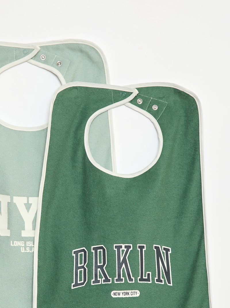 Lot de 2 grands bavoirs éponge - collection facile à enfiler Vert - Kiabi