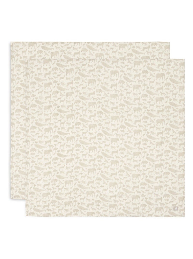 Lot de 2 grands langes gaze de coton Beige - Kiabi