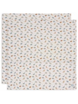 Lot de 2 grands langes gaze de coton Dinosaurs