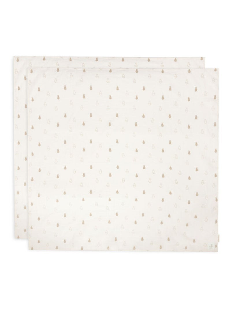 Lot de 2 grands langes gaze de coton Happy Miffy Beige - Kiabi