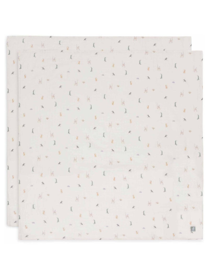 Lot de 2 grands langes gaze de coton Jungle Bleu - Kiabi