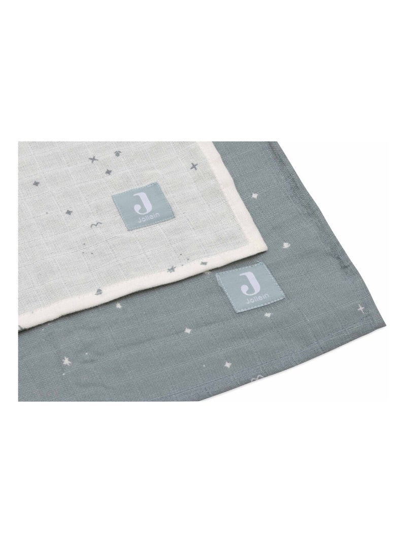 Lot de 2 grands langes gaze de coton Twinkling Jollein Vert - Kiabi