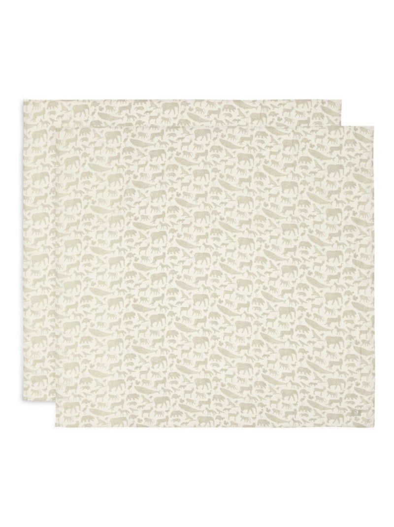 Lot de 2 grands langes gaze de coton Vert - Kiabi