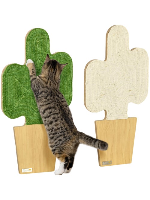 Lot de 2 griffoirs grattoirs murals design cactus jute naturelle écru verte - Kiabi