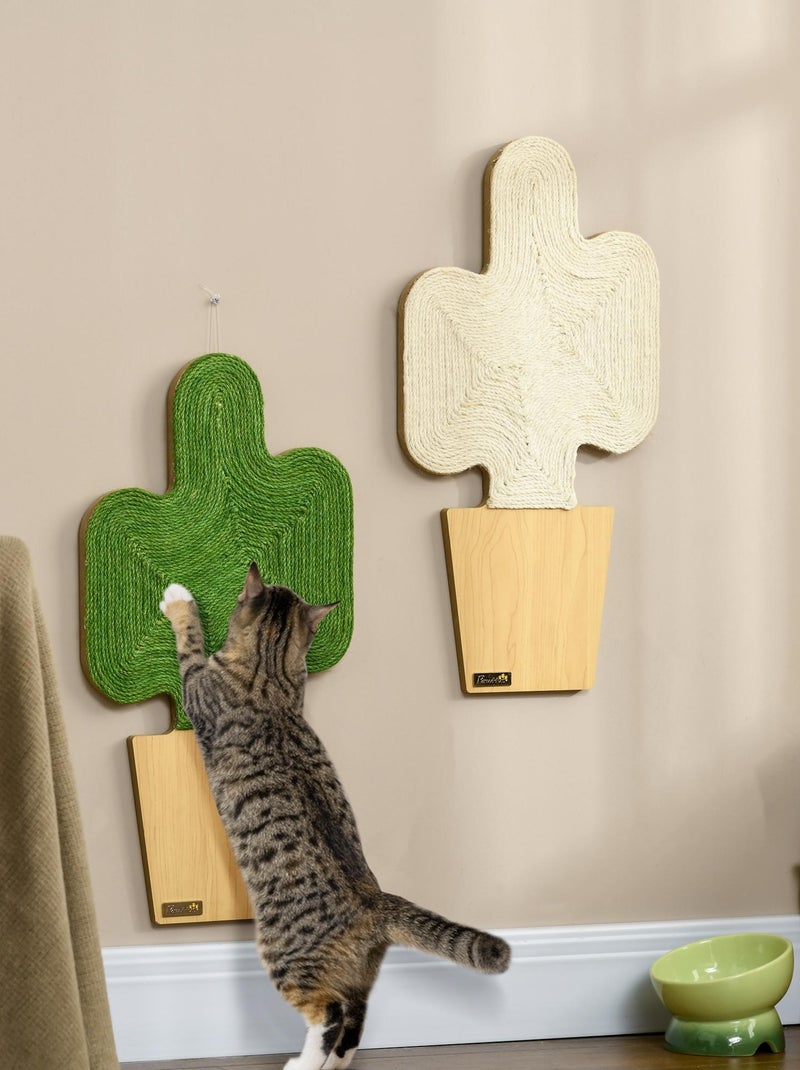 Lot de 2 griffoirs grattoirs murals design cactus jute naturelle écru verte Beige - Kiabi