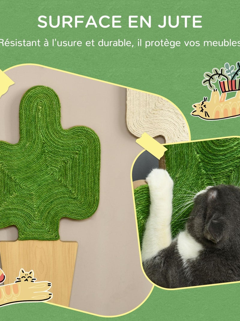 Lot de 2 griffoirs grattoirs murals design cactus jute naturelle écru verte Beige - Kiabi