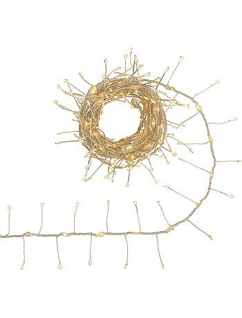 Lot de 2 guirlandes lumineuses d'extérieur 2 m 150 led blanc chaud fil cuivre sur secteur