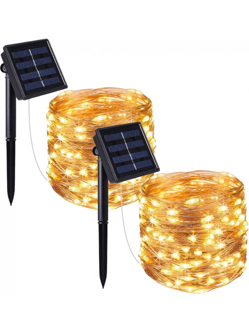 Lot de 2 guirlandes solaires extérieures lumineuses jardin, terrasse - 12 m - linxor - Kiabi