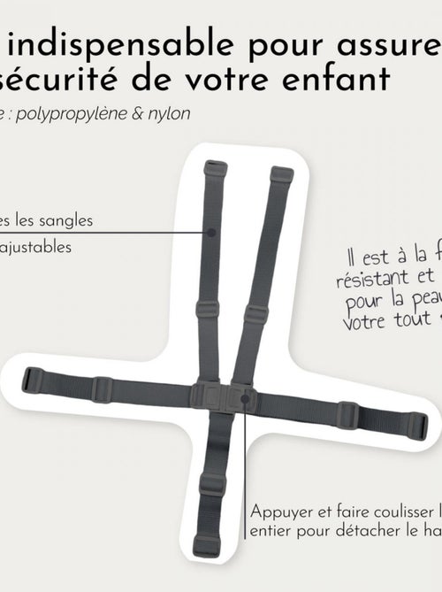 Lot de 2 harnais de sécurité 5 points pour chaise haute enfant - Gamme Ptit - Monsieur Bébé - Kiabi