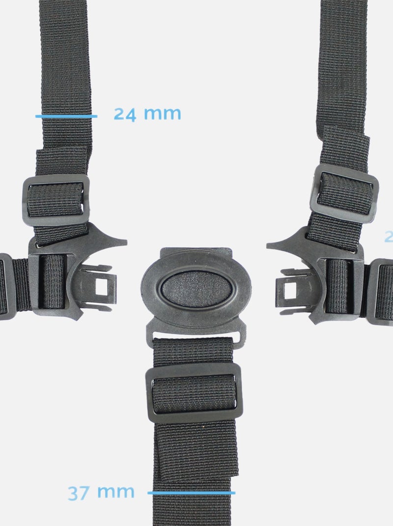 Lot de 2 harnais de sécurité universels 5 points pour chaise haute bébé - Monsieur Bébé Noir - Kiabi