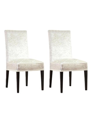 Lot de 2 Housses de chaise velours Ecru