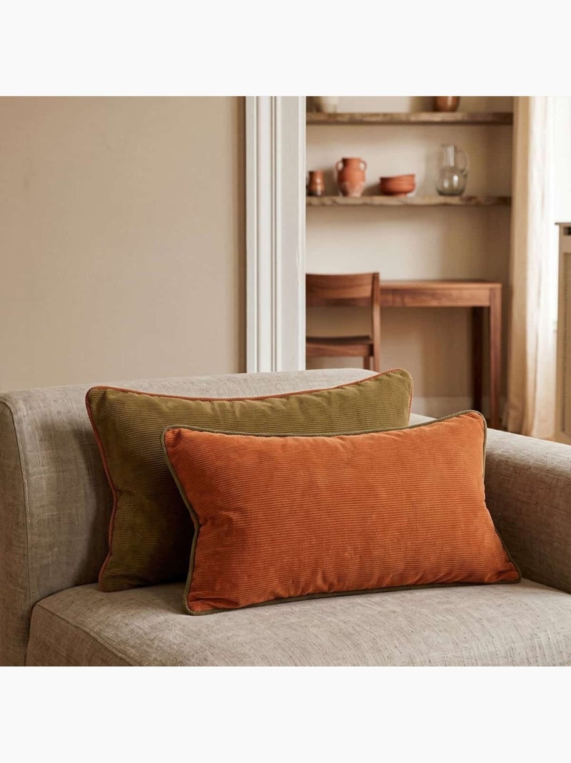 Lot de 2 housses de coussin 35x60cm en velours Vert - Kiabi