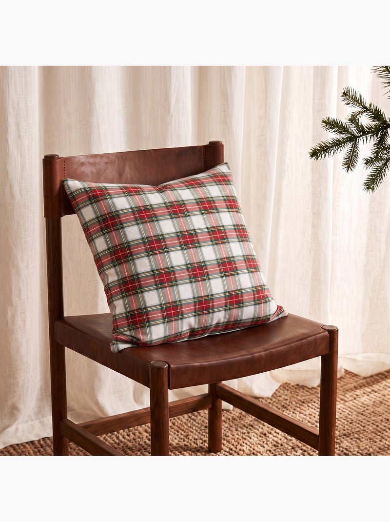 Lot de 2 housses de coussin de noël en coton, fil doré en relief, carreaux tartan - gamusi Blanc - Kiabi