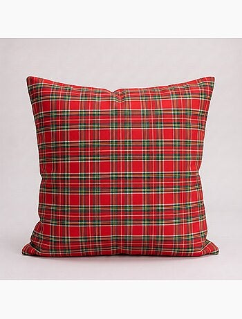Lot de 2 housses de coussin de noël en coton, fil doré en relief, carreaux tartan - gamusi