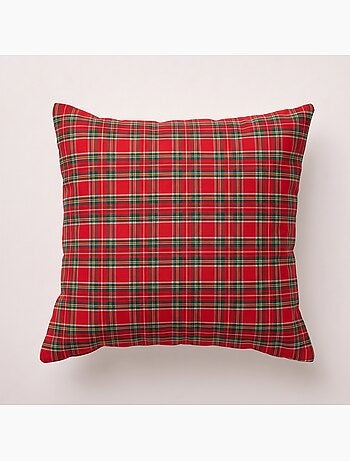 Lot de 2 housses de coussin de noël en coton, fil doré en relief, carreaux tartan - gamusi