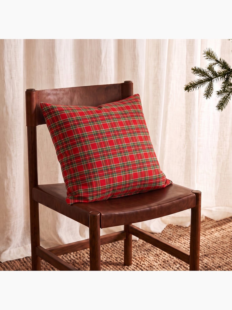 Lot de 2 housses de coussin de noël en coton, fil doré en relief, carreaux tartan - gamusi Rouge - Kiabi