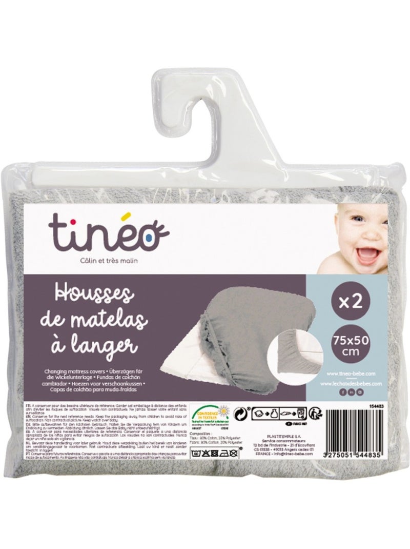 Lot de 2 housses de matelas à langer Gris clair - Kiabi