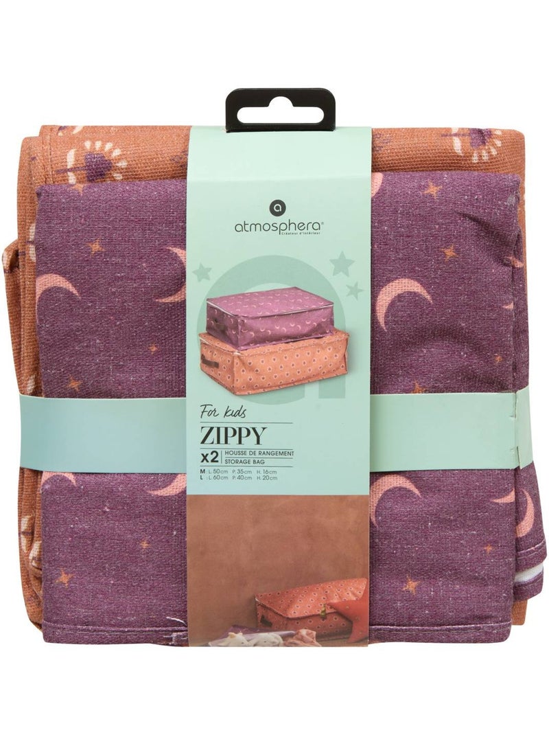 Lot de 2 housses de rangement zippées zippy Multicolore - Kiabi