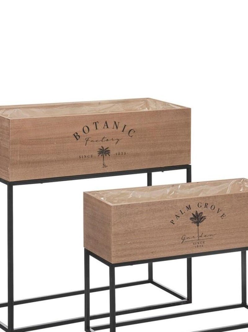 Lot de 2 jardinières bois et métal Bota H50 Beige - Kiabi