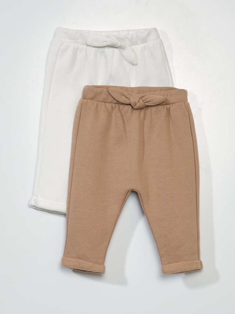 Lot de 2 joggings en molleton Marron/blanc - Kiabi