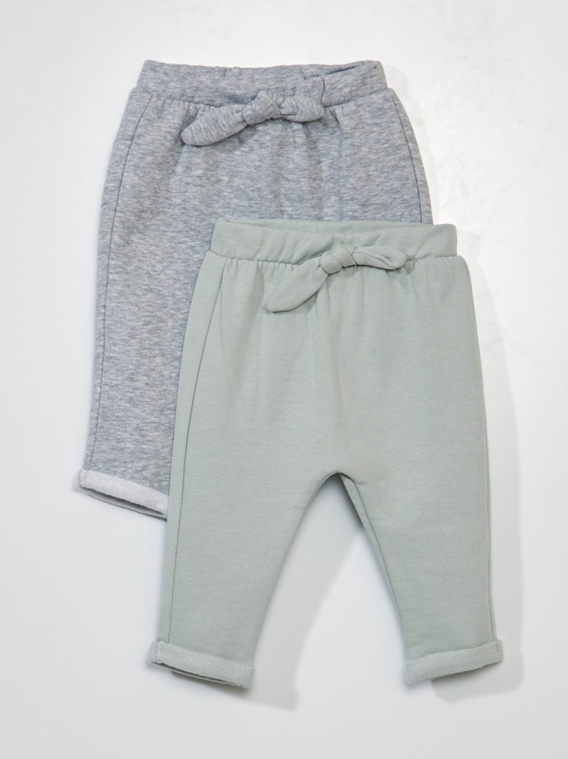 Lot de 2 joggings en molleton Vert gris - Kiabi