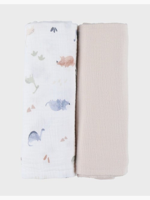 Lot de 2 langes 100*100cm, mousseline de coton bio Noukie's - Kiabi