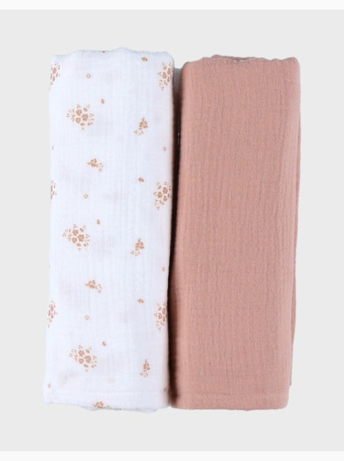 Lot de 2 langes 100*100cm, mousseline de coton bio Noukie's - Kiabi
