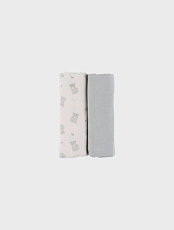Lot de 2 langes 100x100 cm en gaze de coton bio Noukie's