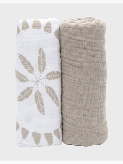 Lot de 2 langes 100x100cm, coton bio noukie's - Kiabi Lot de 2 langes 100x100cm, coton bio noukie's - Kiabi
